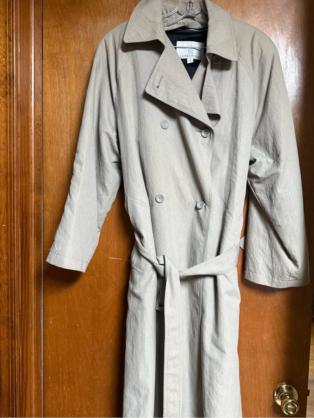 London Fog Beige Trench Coat with Notched Collar